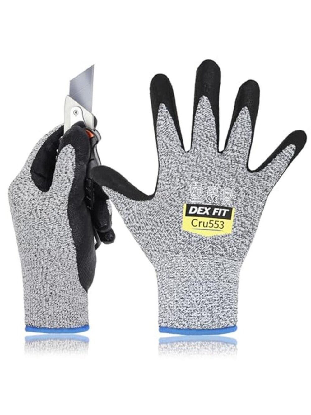 Level 5 Cut Resistant Work Gloves Grey Large Grip Touchscreen Safe